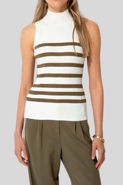 CATNOIR STRIK TOP STRIBET HVID/ARMY