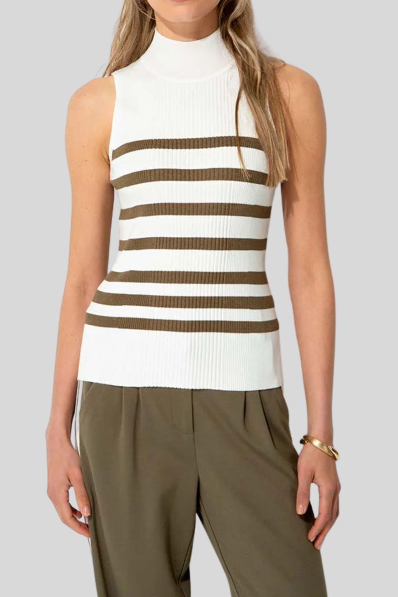 CATNOIR STRIK TOP STRIBET HVID/ARMY