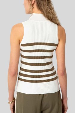 CATNOIR STRIK TOP STRIBET HVID/ARMY