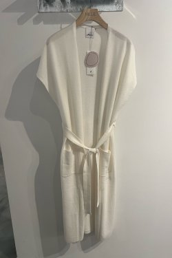 ALLUDE LANG CASHMERE JAKKE U. �RMER CREME