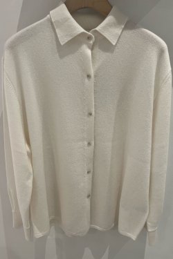 ALLUDE CASHMERE STRIK SKJORTE CREME