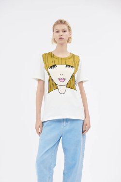 ODEEH T-SHIRT MED PRINT HVID