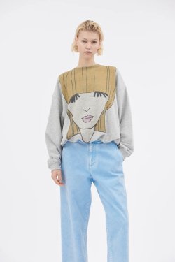 ODEEH SWEAT SHIRT MED PRINT GR�