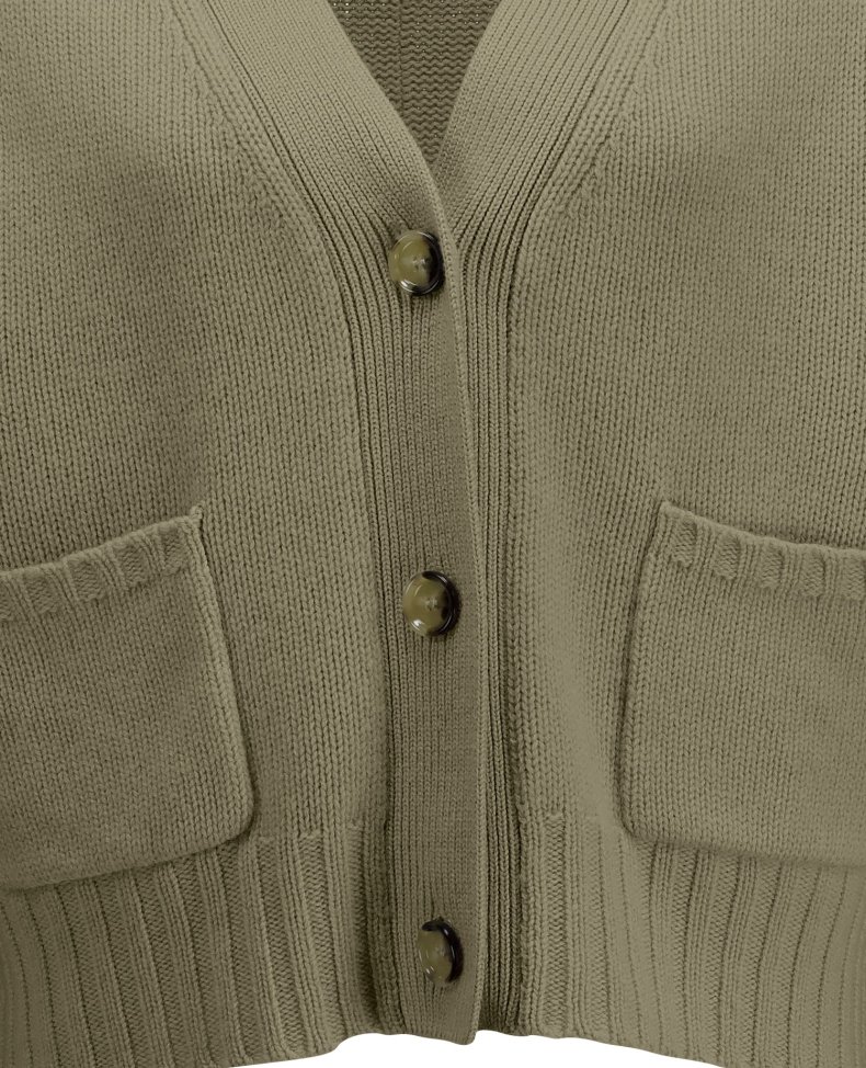 ALLUDE KORT CARDIGAN OLIVEN