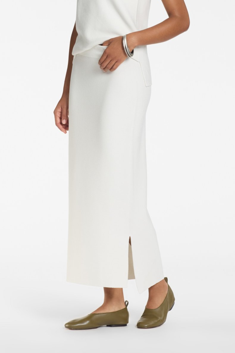SARAH PACINI LANG STRIK NEDERDEL OFF.WHITE