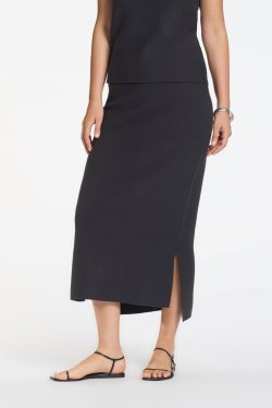 SARAH PACINI LANG STRIK NEDERDEL GR�/BRUN