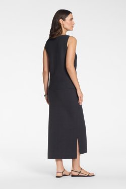 SARAH PACINI LANG STRIK NEDERDEL GR�/BRUN