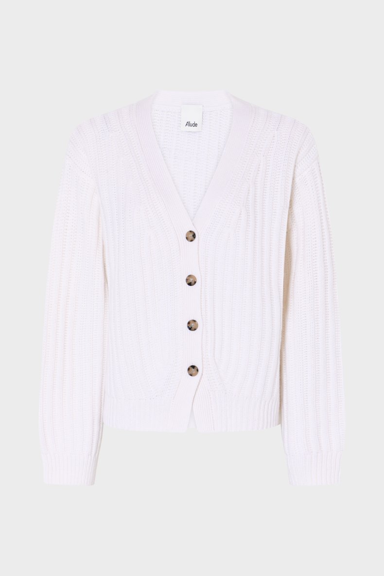 ALLUDE CASHMERE CARDIGAN HVID