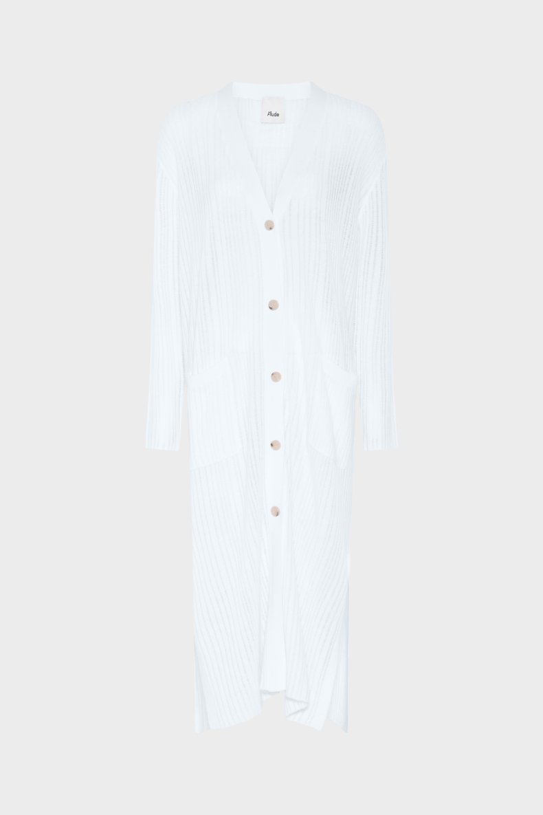 ALLUDE CASHMERE CARDIGAN LANG CREME