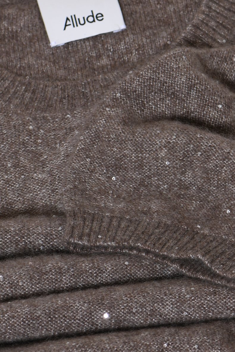 ALLUDE CASHMERE/SILKE STRIK BRUN M. PALIETTER