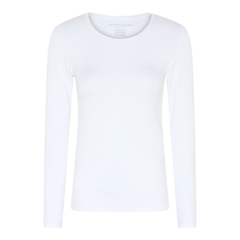 MAJESTIC T-SHIRT LANGT RME HVID