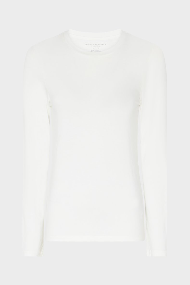 MAJESTIC T-SHIRT LANGT RME HVID