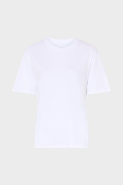 MAJESTIC T-SHIRT MED KORT �RME HVID
