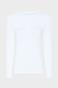 MAJESTIC T-SHIRT LANGT �RME HVID