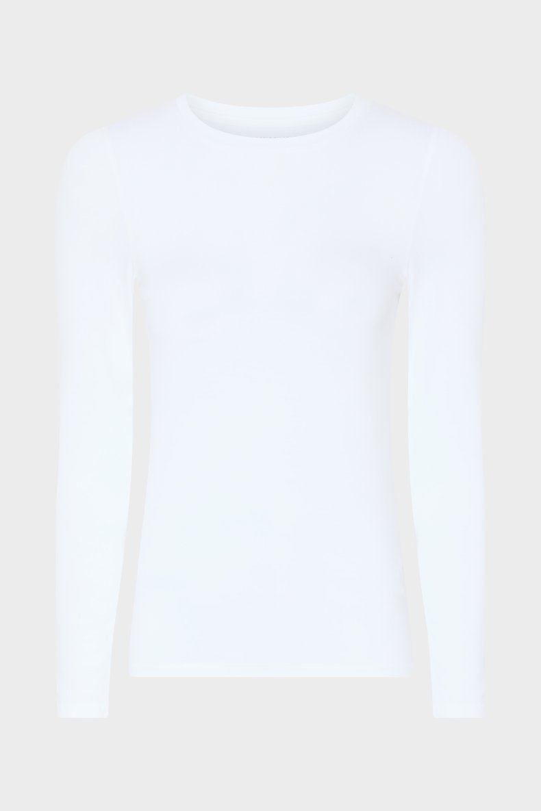 MAJESTIC T-SHIRT LANGT �RME HVID