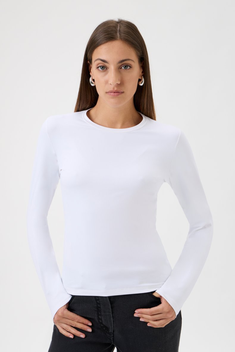 ELISE GUG T-SHIRT MED LANGT RME HVID