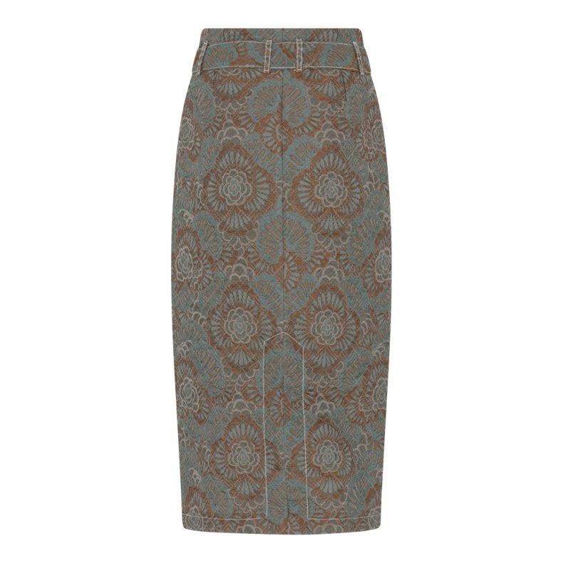 ODEEH BROKADE NEDERDEL GRN/BRUN