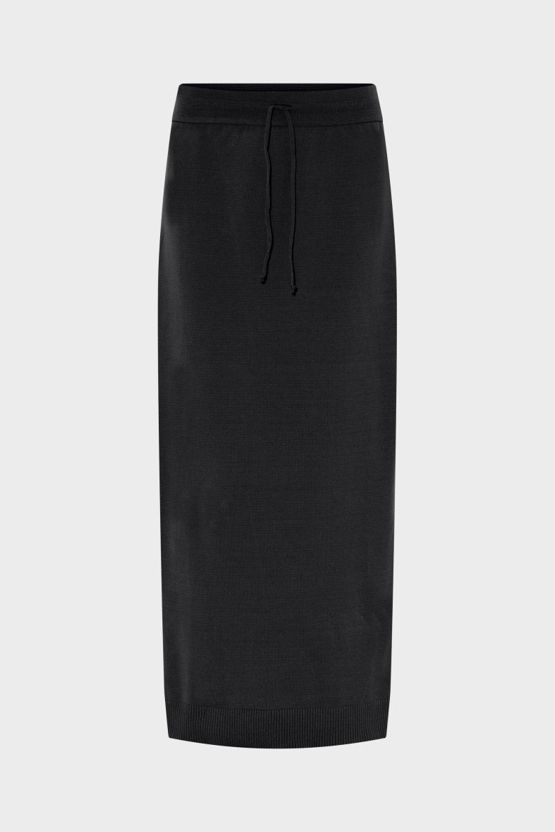 SARAH PACINI LANG STRIK NEDERDEL SORT