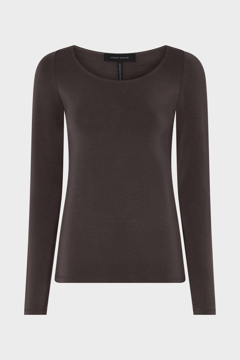 SARAH PACINI T-SHIRT LANGT �RME BRUN