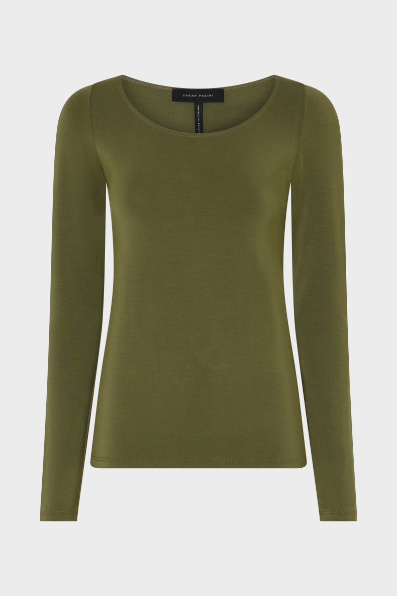 SARAH PACINI T-SHIRT LANGT �RME GR�N