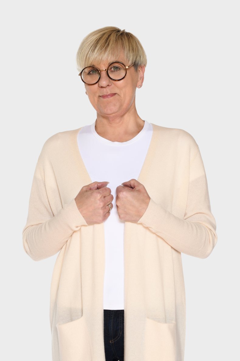 ALLUDE LANG STRIK CARDIGAN ABRIKOS